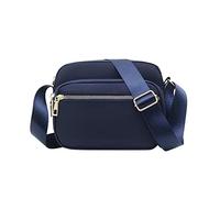Generisch Sac à bandoulière classique en nylon pour femme - Léger - Avec poches 3/4, bleu, Einheitsgröße
