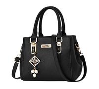 Generisch Sac à bandoulière décontracté de grande capacité pour femme en toile de jute, Noir , Einheitsgröße