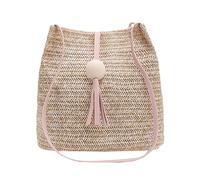 Generisch Sac à bandoulière en bois avec pompon - Sac de loisirs - Sac à bandoulière pour ordinateur portable, rouge, Taille unique