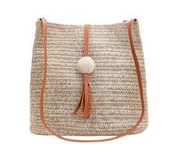 Generisch Sac à bandoulière en bois avec pompon - Sac de loisirs - Sac à bandoulière pour ordinateur portable, marron, Taille unique