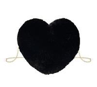 Generisch Sac à bandoulière en peluche en forme de cœur - Mignon et moelleux - Pour femme et fille - Pour tous les jours, l'extérieur, les voyages, la Saint-Valentin, un anniversaire, Noir