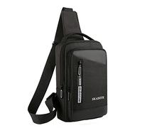 Generisch Sac à bandoulière imperméable en tissu uni pour l'extérieur, loisirs, personnalisation, sac de poitrine, hommes, bandoulière, sac à bandoulière pour femme, grand bleu, Noir , Taille unique