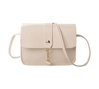 Generisch Sac à bandoulière pour femme, pendentif en perles à la mode, boucle en cuir souple, léger et polyvalent, sac à bandoulière pour homme grand, Blanc., Taille unique