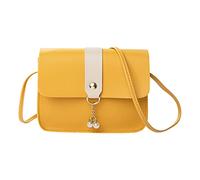 Generisch Sac à bandoulière pour femme, pendentif en perles à la mode, boucle en cuir souple, léger et polyvalent, sac à bandoulière pour homme grand, jaune, Taille unique