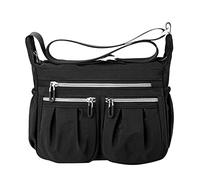 Generisch Sac à bandoulière pour femme, spacieux, multiple, porte-monnaie, tendance, sac de transport avec poches en toile pour femme, Noir , Taille unique