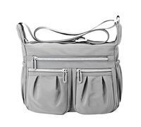 Generisch Sac à bandoulière pour femme, spacieux, multiple, porte-monnaie, tendance, sac de transport avec poches en toile pour femme, gris, Taille unique