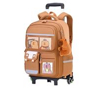 Generisch Sac à dos à roulettes avec valise pour enfant | Chariot réglable en hauteur avec poignée | Sac à dos d'écolier pour, filles, voyage, école, affaires, nuit, grand volume, multicolore