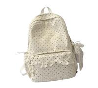 Generisch Sac à dos avec bordure décorative en dentelle, Blanc., Taille | Sac à dos léger en nylon pour l'enseignement, l'étude de la bibliothèque, le shopping et le chemin quotidien au travail