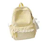 Generisch Sac à dos avec bordure décorative en dentelle, jaune, Taille | Sac à dos léger en nylon pour l'enseignement, l'étude de la bibliothèque, le shopping et le chemin quotidien au travail
