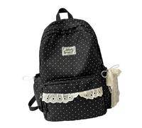 Generisch Sac à dos avec bordure décorative en dentelle, Noir , Taille | Sac à dos léger en nylon pour l'enseignement, l'étude de la bibliothèque, le shopping et le chemin quotidien au travail