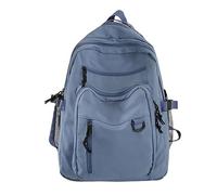 Generisch Sac à dos cargo d'étudiant de grande capacité, couleur unie, multicouche, sac d'école, sac à dos militaire pour homme, bleu, taille unique