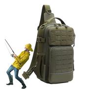 Generisch Sac à dos de pêche à bandoulière - Avec porte-bouteille et compartiment pour accessoires de pêche - Pour hommes - Aventure en plein air - Camping Randonnée Sport Voyage