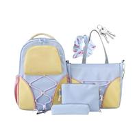 Generisch Sac à dos d'écolier - 4 pièces Sacs d'école - Grand sac à dos avec trousse à crayons - Sac de voyage pour fournitures scolaires - Courses - Courses - Manuels d'apprentissage social