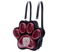 Generisch sac à dos d'écolier | Sac à dos d'école avec motif pattes de chat - Grand sac avec peluche - Sac à dos de présentation pour les amoureux des chats, l'école et la vie quotidienne, noir