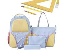 Generisch Sac à dos d'étudiant - Lot de 4 sacs d'école - Trousse à crayons - Sac à dos de grande capacité pour étudiants et adolescents pour l'école, les études, les manuels scolaires, les cours, le