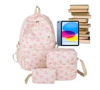 Generisch Sac à dos élégant avec nœuds papillon - Grand sac à dos polyvalent pour l'école, les voyages | Organiseur de maquillage intégré | Pour enseignants, étudiants, utilisation quotidienne et