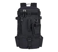 Generisch Sac à dos Fischer - Sac à dos Oxford multifonction organisé avec poches multiples - Sac de pêche avec porte-canne - Pour pêcheur, appât, plein air, camping, école, sport, voyage, Noir
