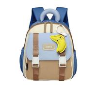 Generisch Sac à dos pour enfant 2026 pour maternelle avec design à blocs de couleurs, robuste, sac à dos de voyage, petit sac à livres polyvalent pour l'école, les excursions (bleu, taille unique)
