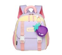 Generisch Sac à dos pour enfant 2026 pour maternelle avec design à blocs de couleurs, sac à dos de voyage, petit sac à livres polyvalent pour l'école, les excursions (violet, taille unique)