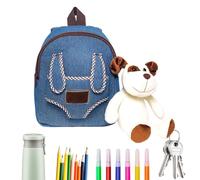 Generisch Sac à dos | Sac à dos de dessin animé avec doudou | Cartable en peluche de dessin animé pour maternelle, voyage, pique-nique, camping, extérieur, anniversaire, Noël, Chiot, Siehe