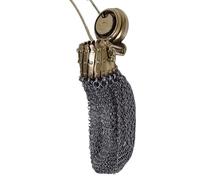 Generisch Sac à main Chatelaine des années 1920 fait à la main avec couvercle en maille double compartiment Rare de collection Accessoire antique, or, 10cm