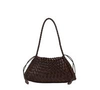 Generisch Sac à main en panier tissé pour femme avec cordon de serrage avec poche intérieure amovible et poignée supérieure et bandoulière, marron foncé