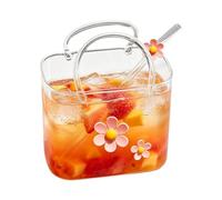 Generisch Sac à main en verre, 770 ml, gobelet transparent en forme de poche avec paille - Verres de sac à main pour boissons | pour mariage, réunion, maison, fête, anniversaire, vacances, thé, jus de