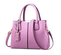 Generisch Sac à main pour femmes Sacs à main spacieux Femme Portefeuille Satchel Sac à bandoulière Sac en cuir Guitare Sacs Gig Back pour 39 (Violet, Taille unique)