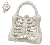 Generisch Sac à os squelette imprimé en 3D, sac d'os décoration d'Halloween, sac à main effrayant, accessoire d'horreur esthétique sombre, M