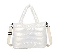 Generisch Sac à provisions pour femme, sac à main, rembourrage léger en duvet de coton d'hiver, sac à bandoulière avec rembourrage en duvet pour guidon de vélo, Blanc., Taille unique