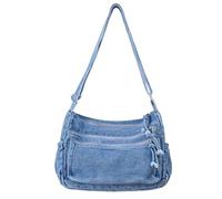 Generisch Sac Bandoulière Femme Toile Fermeture Éclair Bleu Clair