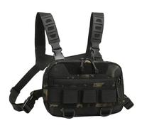 Generisch Sac de poitrine de pêche, grand sac de poitrine en tissu avec maille arrière, sacs multifonctions pour hommes et garçons, 20 l, 24 x 16 x 6 cm, matériaux Oxford, noir, kaki, camouflage