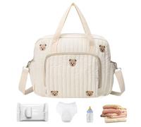Generisch Sac de transport | Avec un espace de rangement mignon et une poche zippée | Sac de grossesse ours de dessin animé pour lingettes humides, vêtements maman, papa, femmes, parents, hôpital
