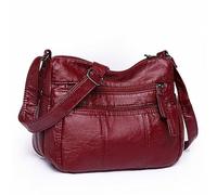 Generisch Sac en cuir rouge pour femme avec grande capacité et sac de poussette noir, rouge, Taille unique