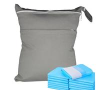 Generisch Sac humide pour bébé - Sac à langer - Sac de voyage, tire-sein, vêtements humides pour vêtements humides pour double fermeture éclair lavable - Couleur solide, gris, Voir description, Voir