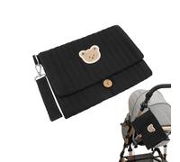 Generisch Sac pliable avec jolie broderie d'ours - Avec sangle de poussette - Plusieurs poches - Sac pour lingettes humides - Pour voyage, excursions, travail, hôpital, personnel infirmier, parents