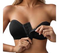 Generisch Sachen Soutien-gorge confortable et élégant pour femme avec fermeture avant et plusieurs crochets pour le quotidien Tenue esclave pour femme, Noir , S