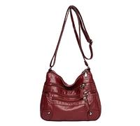 Generisch Sacs à bandoulière souples pour femmes Sac à bandoulière classique multicouche Sac à main de designer de luxe (rouge, taille unique)