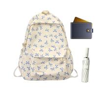 Generisch Sacs pour Livres Adolescentes | T -Basse avec Décoratif | Sac d'école Collège | Bandoulière Pratique Modèles Élégants, Plusieurs Poches, Cadeau Garçon Fille, bleu, Siehe Beschreibung