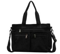 Generisch Sacs Tarot Couleur Unie Sac à provisions en velours côtelé Sac à bandoulière de grande capacité et sacs à fermeture éclair Sac à provisions en velours côtelé Sacs à bandoulière, Noir