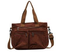 Generisch Sacs Tarot Couleur Unie Sac à provisions en velours côtelé Sac à bandoulière de grande capacité et sacs à fermeture éclair Sac à provisions en velours côtelé Sacs à bandoulière, marron