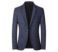 Generisch Sakko Blazer Sportif Pour Homme Coupe Droite Avec Deux Boutons, Col Montant, Extensible Sans Plis, Léger, Marine, X-Large