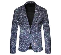 Generisch Sakko Carnaval pour homme, blazer à paillettes pour homme, doré, coupe ajustée, costume de fête, smoking, veste de costume pour costume de carnaval, tenue disco des années 70, manches