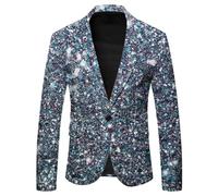 Generisch Sakko Carnaval pour homme, blazer à paillettes pour homme, doré, coupe ajustée, costume de fête, smoking, veste de costume pour costume de carnaval, tenue disco des années 70, manches