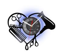 Generisch Salon de coiffure - Horloge à thème de coiffure, symboles décoratifs élégants de coiffure murale, mouvement de balayage silencieux, cadeaux de coiffure pour hommes, salon, ciseaux, peigne