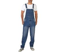 Generisch Salopette en jean pour homme - Longue - Extensible - Noir - Pantalon de travail en jean - Combinaison longue - Coupe droite - Salopette en jean - Salopette de travail pour homme, bleu clair