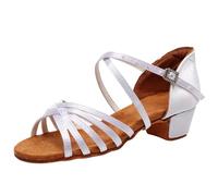 Generisch Sandale 35 Chaussures de danse latine pour fille, chaussures de danse en satin pour adolescent, talon de 3 cm, modèle 202PD, Blanc., 34 EU