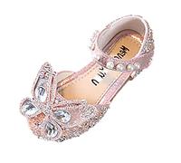 Generisch Sandales 29 Performance Chaussures de danse Strass Forme Papillon Paillettes Perle Boucle Crochet, Rose, 23 EU