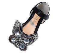 Generisch Sandales 30 sandales robe danse princesse chaussures perles strass maille Big Bow Baskets bébé, Noir , 35 EU