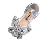 Generisch Sandales 30 sandales robe danse princesse chaussures perles strass maille Big Bow Baskets bébé, argenté, 34 EU